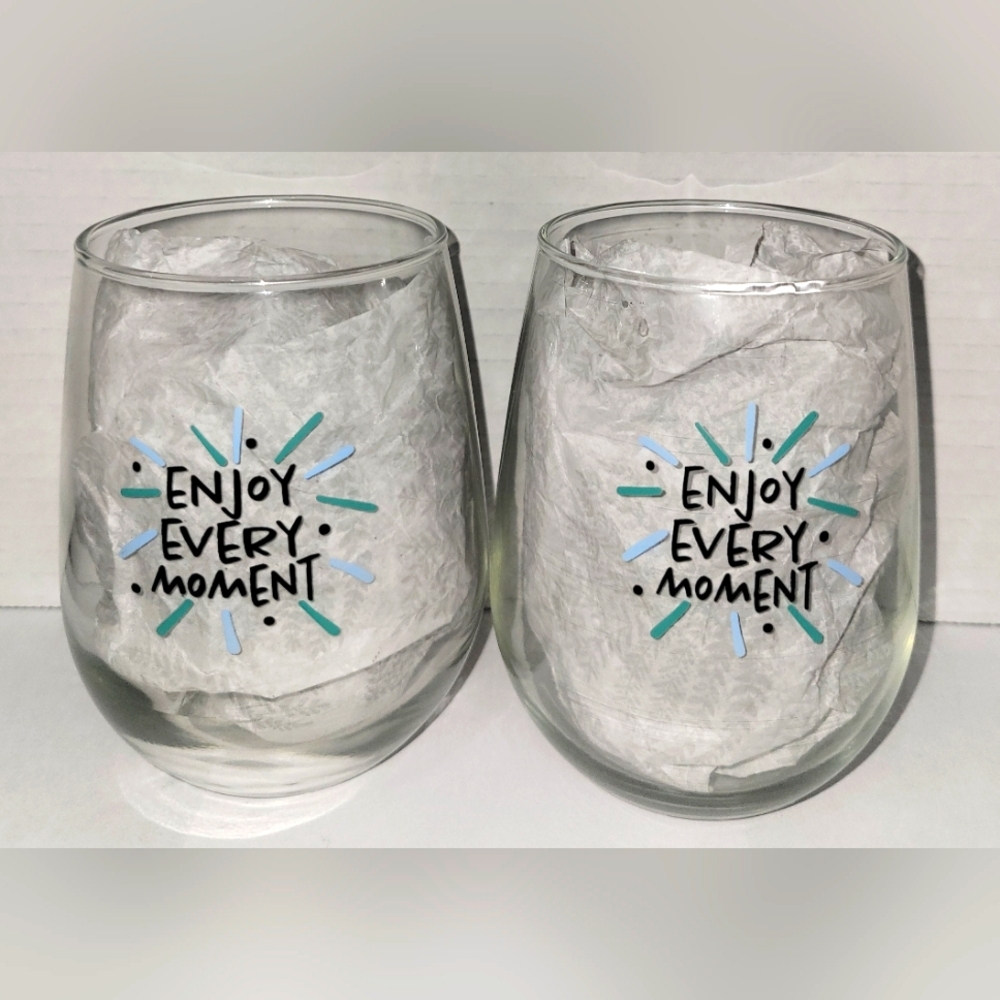 2 Piece Stemless Wine Glass Set (Enjoy Every Moment)